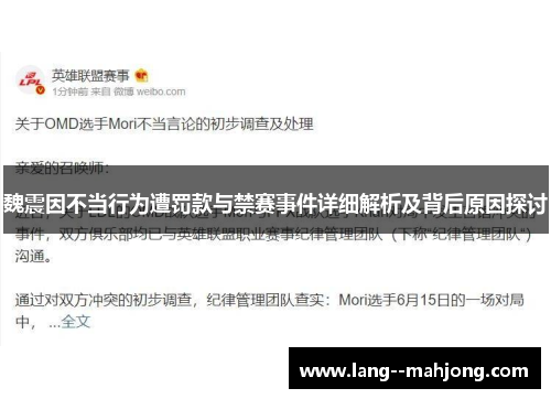魏震因不当行为遭罚款与禁赛事件详细解析及背后原因探讨 魏震因不当行为遭罚款与禁赛事件详细解析及背后原因探讨